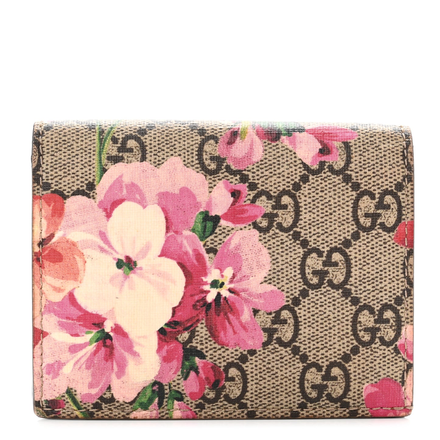 GG Supreme Monogram Blooms Card Case Beige Multicolor Dry Rose