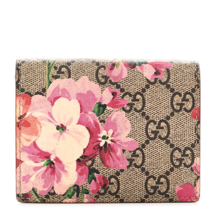 Gucci GG Supreme Monogram Blooms Card Case Beige Multicolor Dry Rose 1 of 9