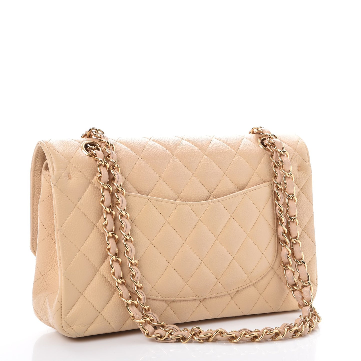 Caviar Quilted Medium Double Flap Beige Clair