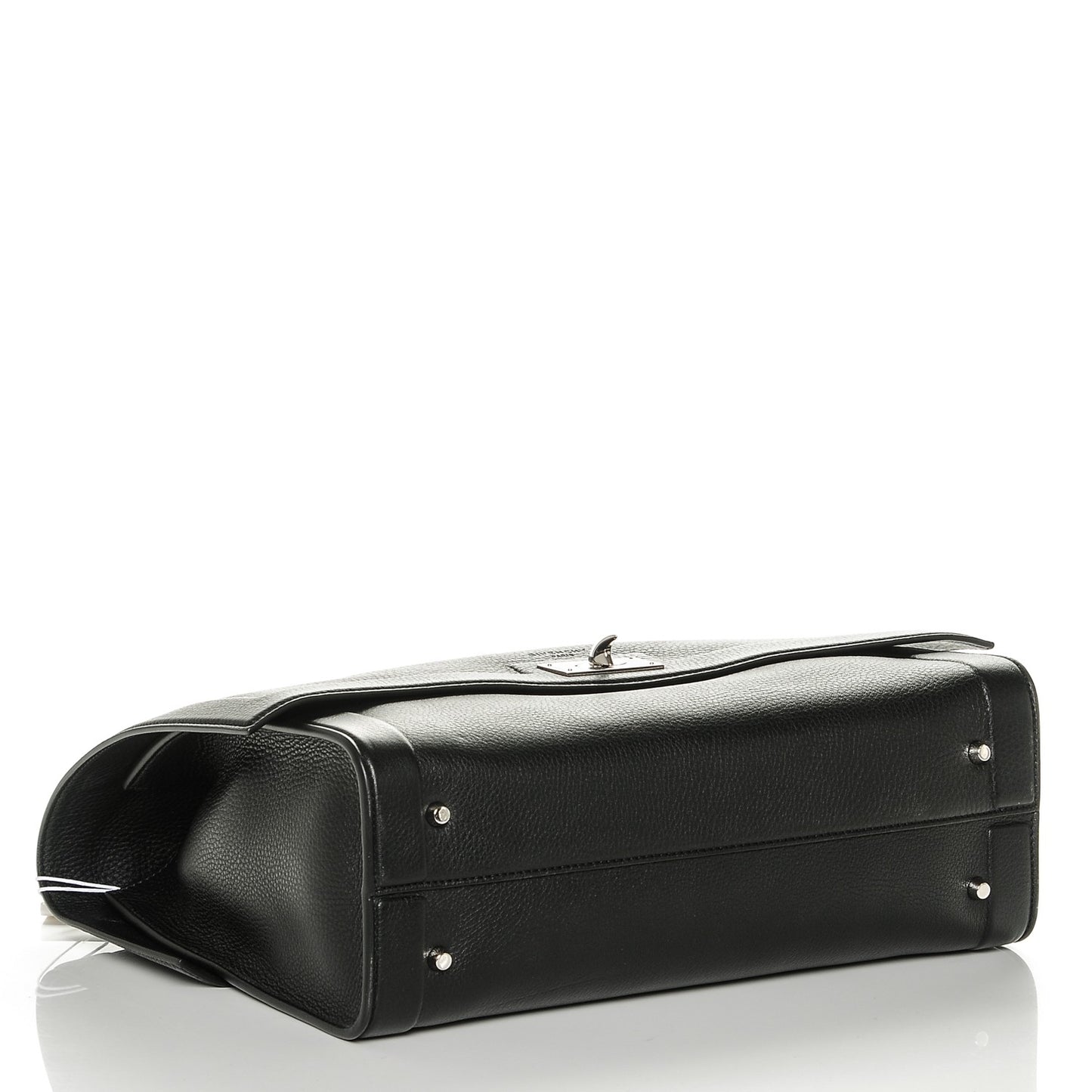 Grained Calfskin Medium Shark Lock Satchel Black