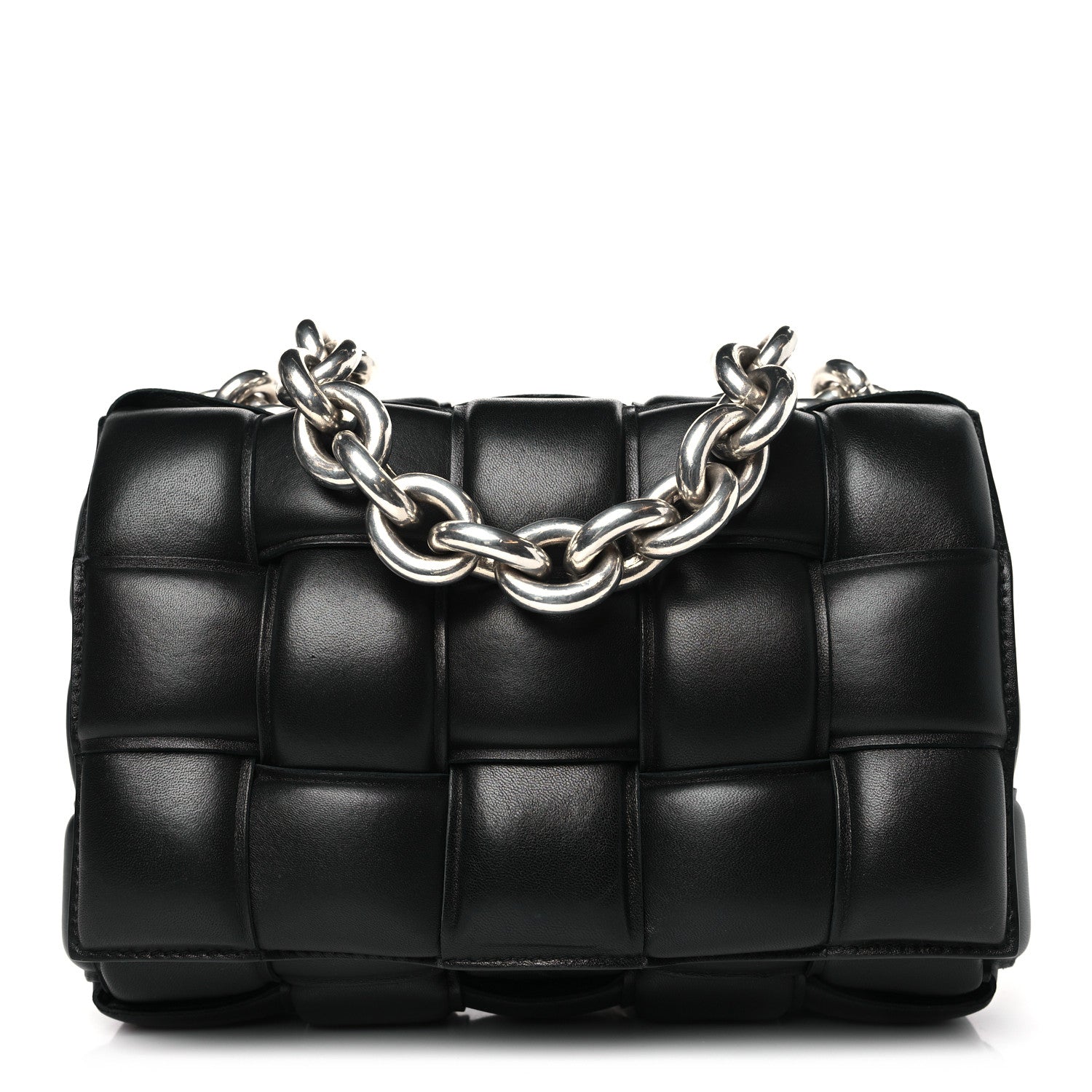 Bottega Veneta Lambskin Maxi Intreccio Padded Chain Cassette Crossbody Bag Black 1 of 9
