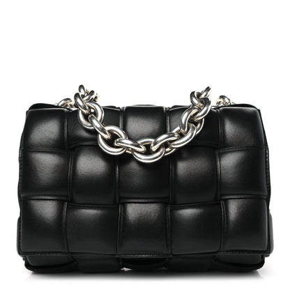Bottega Veneta Lambskin Maxi Intreccio Padded Chain Cassette Crossbody Bag Black 1 of 9