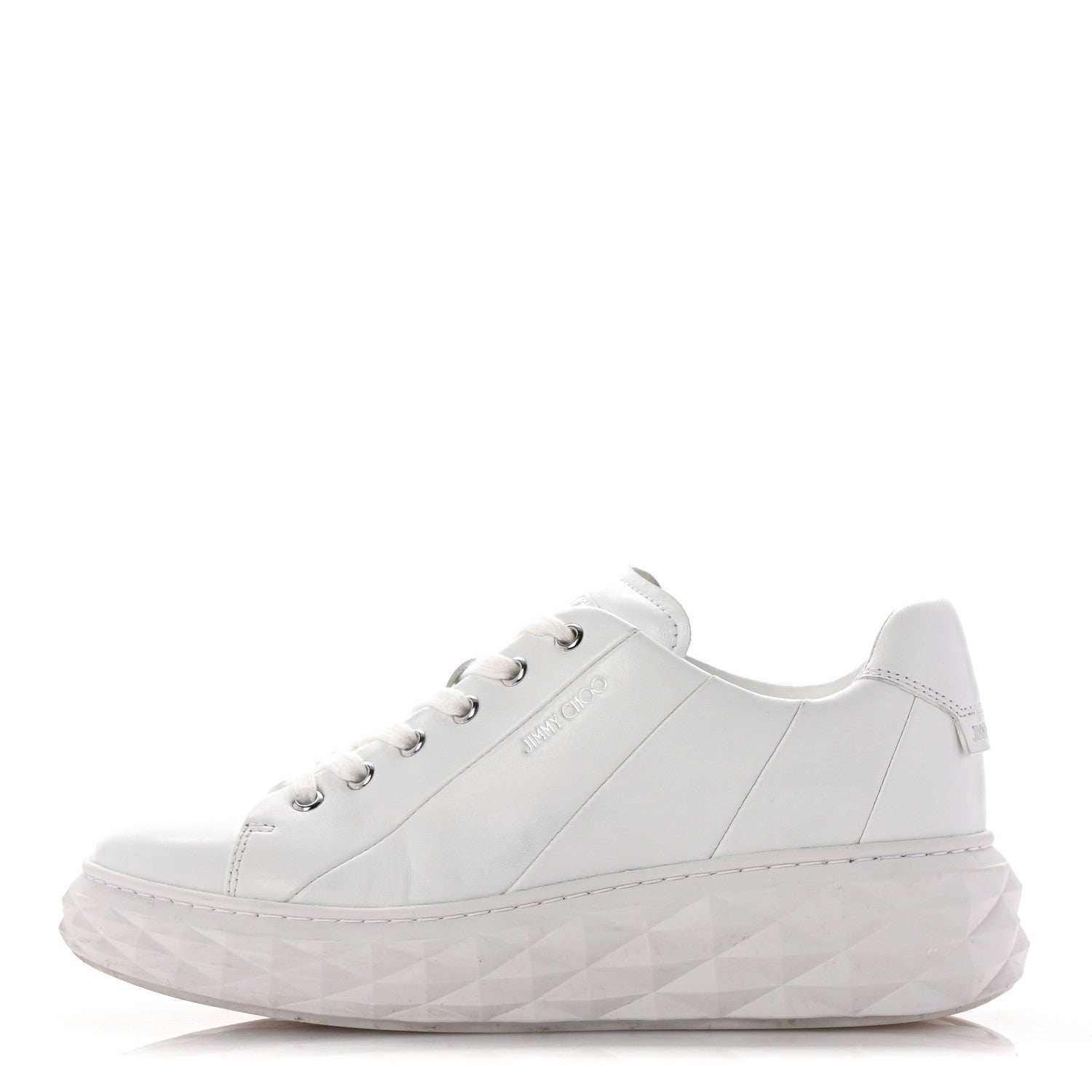 Jimmy Choo Nappa Diamond Light Platform Sneakers 39.5 White 1 of 8
