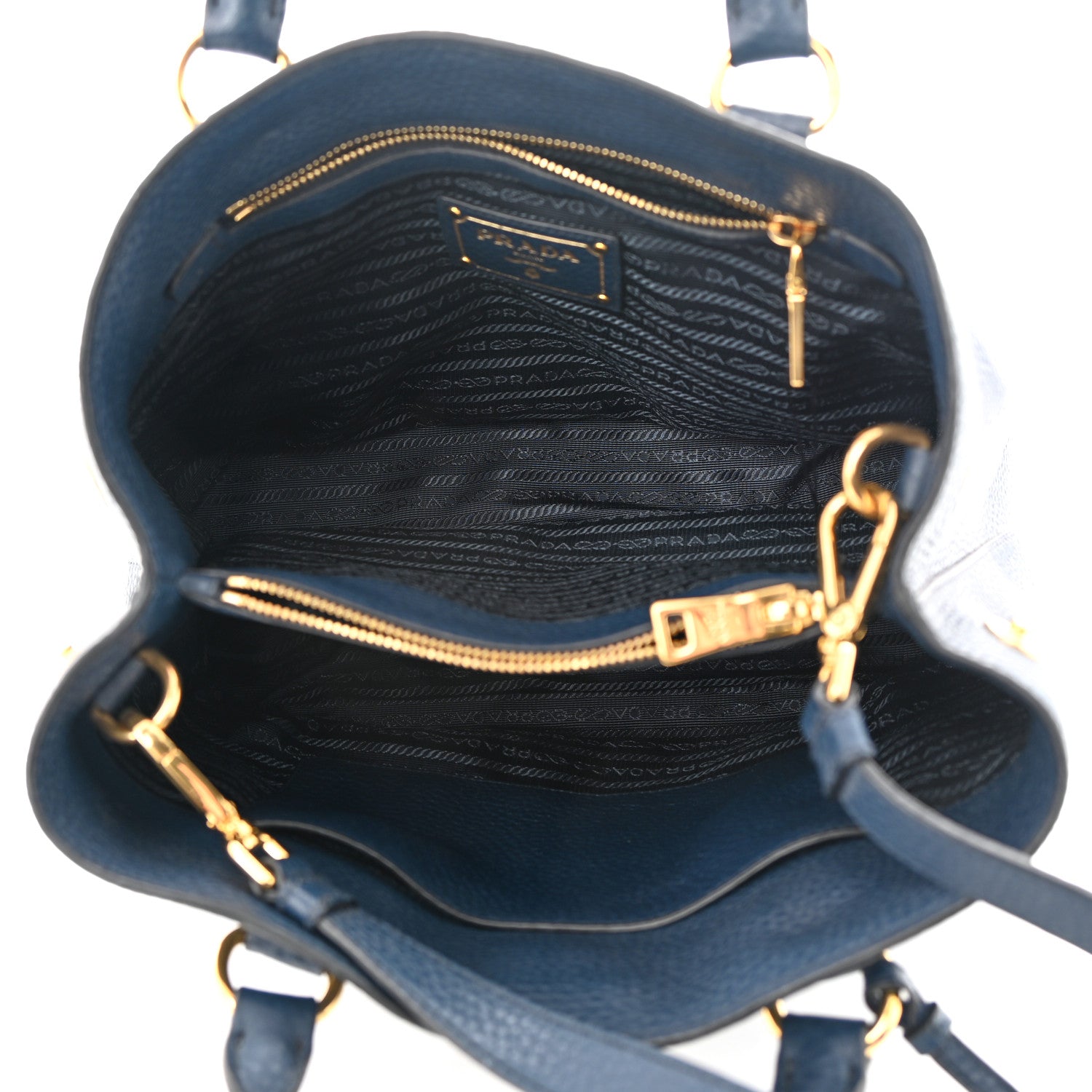 Prada Vitello Daino Top Handle Bag Baltico 5 of 13