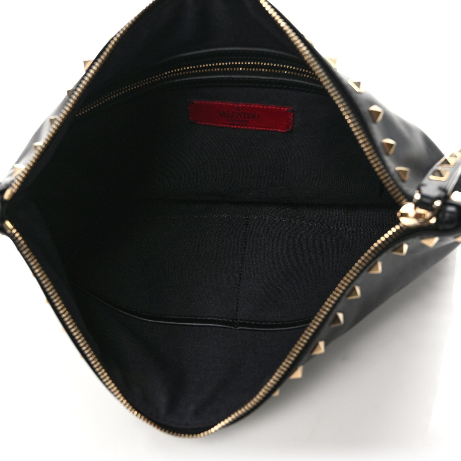 Valentino Garavani Vitello Large Rockstud Zip Wristlet Pouch Black 5 of 6