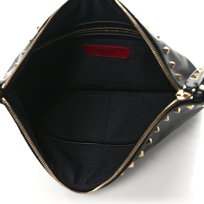 Valentino Garavani Vitello Large Rockstud Zip Wristlet Pouch Black 5 of 6