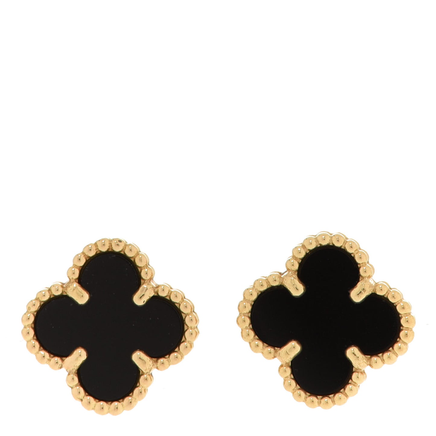 18K Yellow Gold Black Onyx Sweet Alhambra Earrings