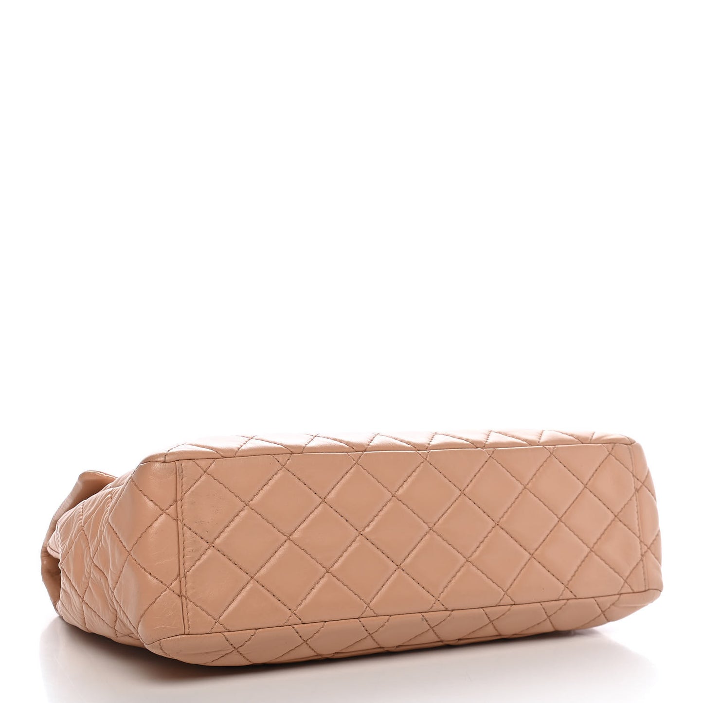 Lambskin Quilted Maxi Single Flap Beige