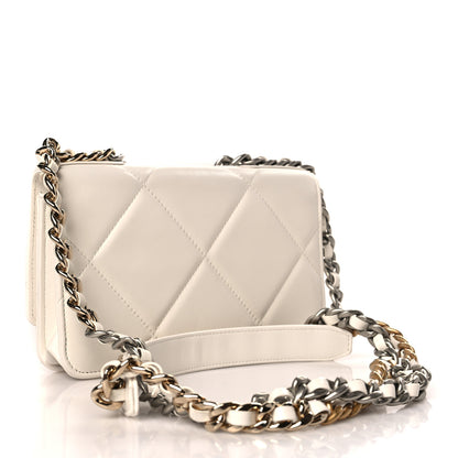 Chanel Lambskin Quilted Chanel 19 Wallet On Chain WOC White 3 of 10