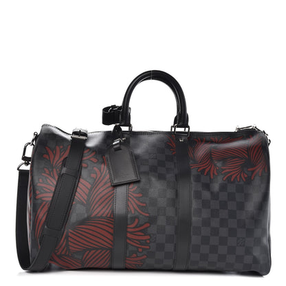 Louis Vuitton Damier Graphite Rope Keepall Bandouliere 45 Red 1 of 11