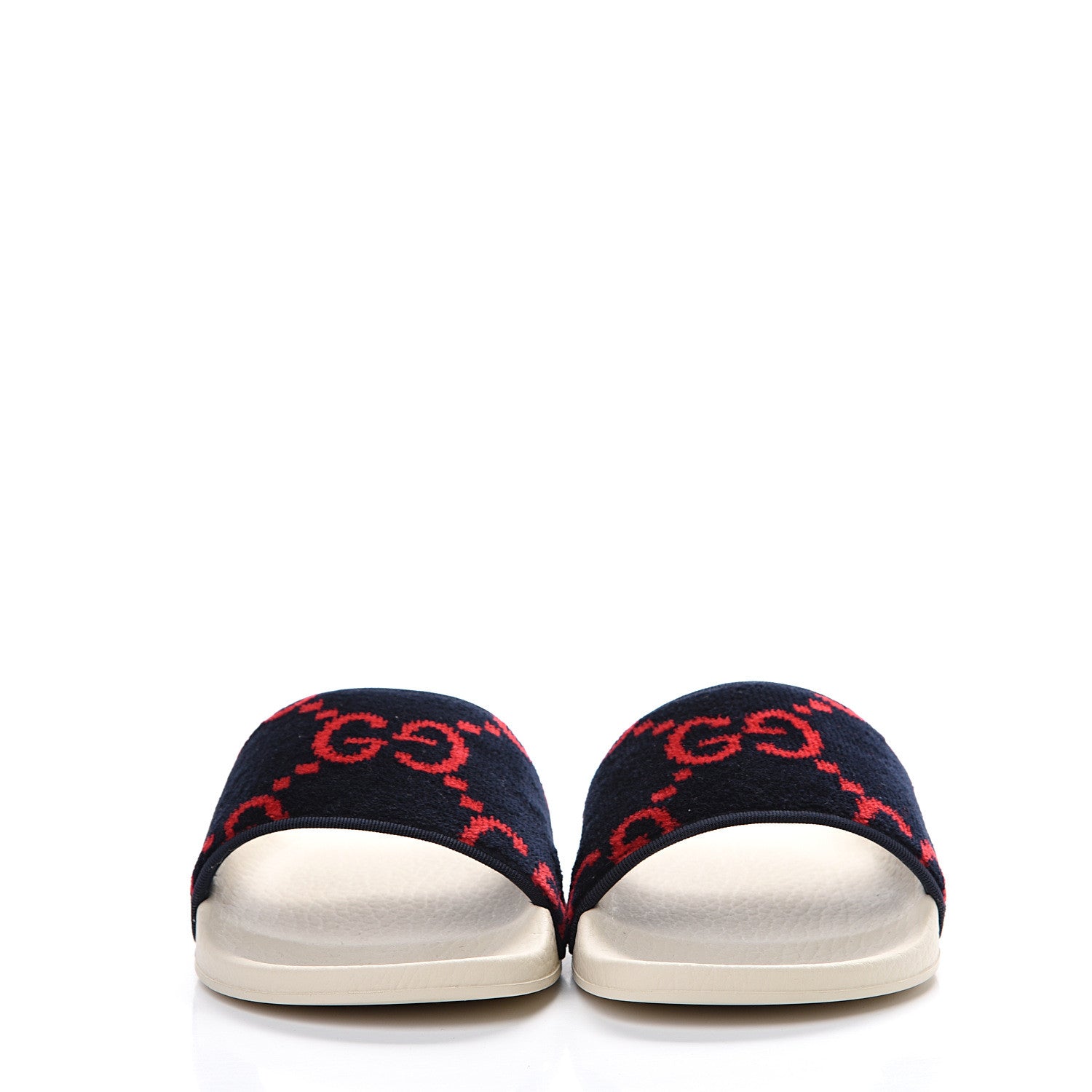 Gucci Terry Cloth GG Monogram Slide Sandals 35 Blue Red 2 of 8
