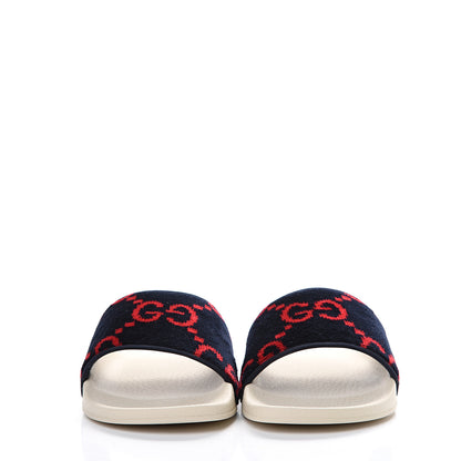 Gucci Terry Cloth GG Monogram Slide Sandals 35 Blue Red 2 of 8