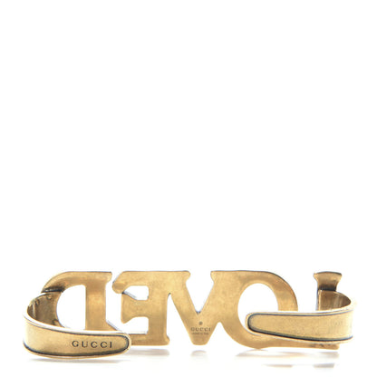 Gucci Metal Crystal Loved Palm Cuff Hand Piece Aged Gold 3 of 4