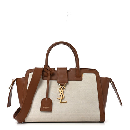 Saint Laurent Canvas Calfskin Baby Monogram Downtown Cabas Greggio Brick 1 of 10