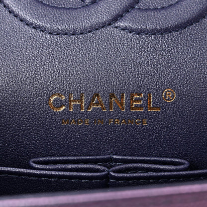 Chanel Iridescent Caviar Quilted Medium Double Flap Dark Blue 6 of 11