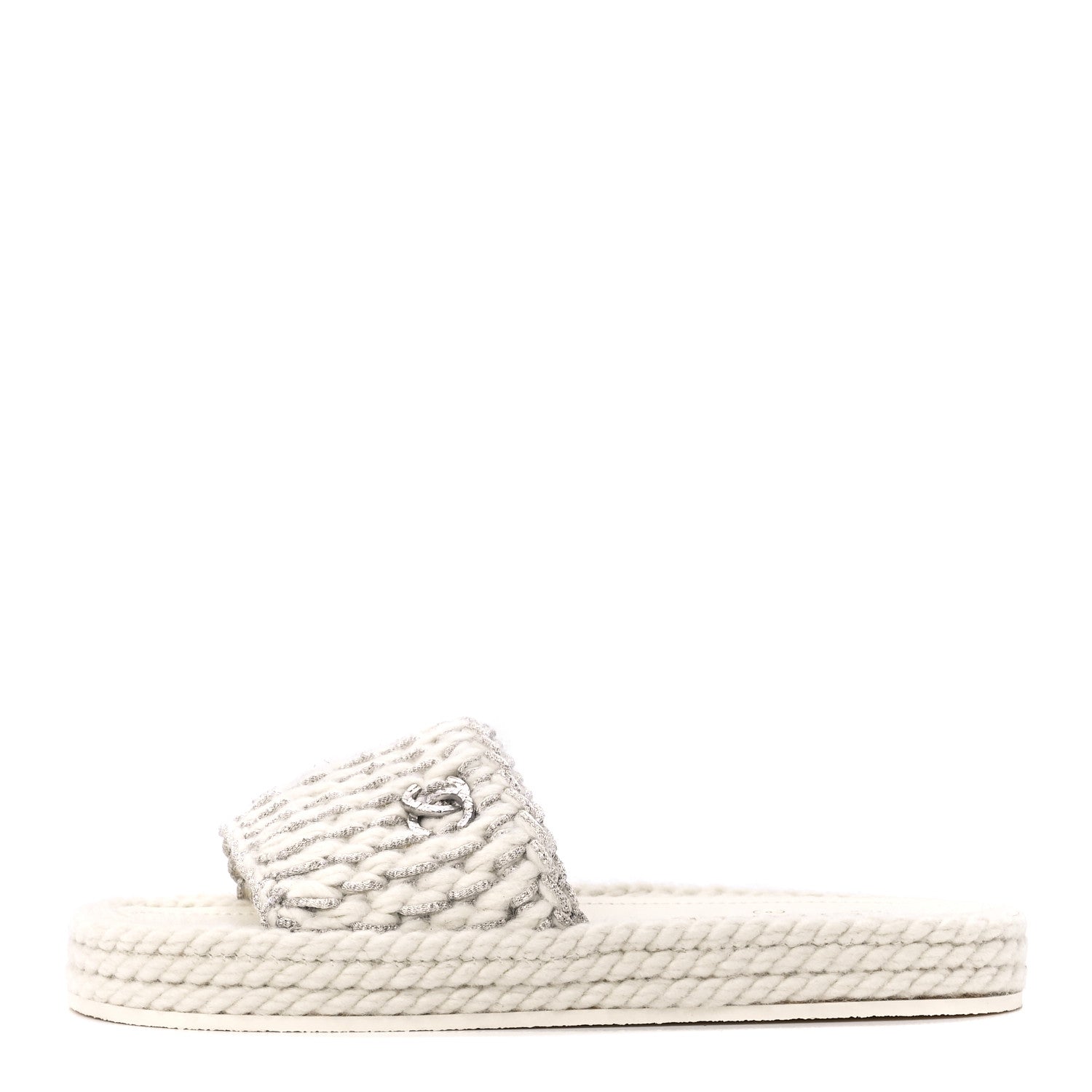 Chanel Braided Knit CC Mules 40 Ecru 1 of 9