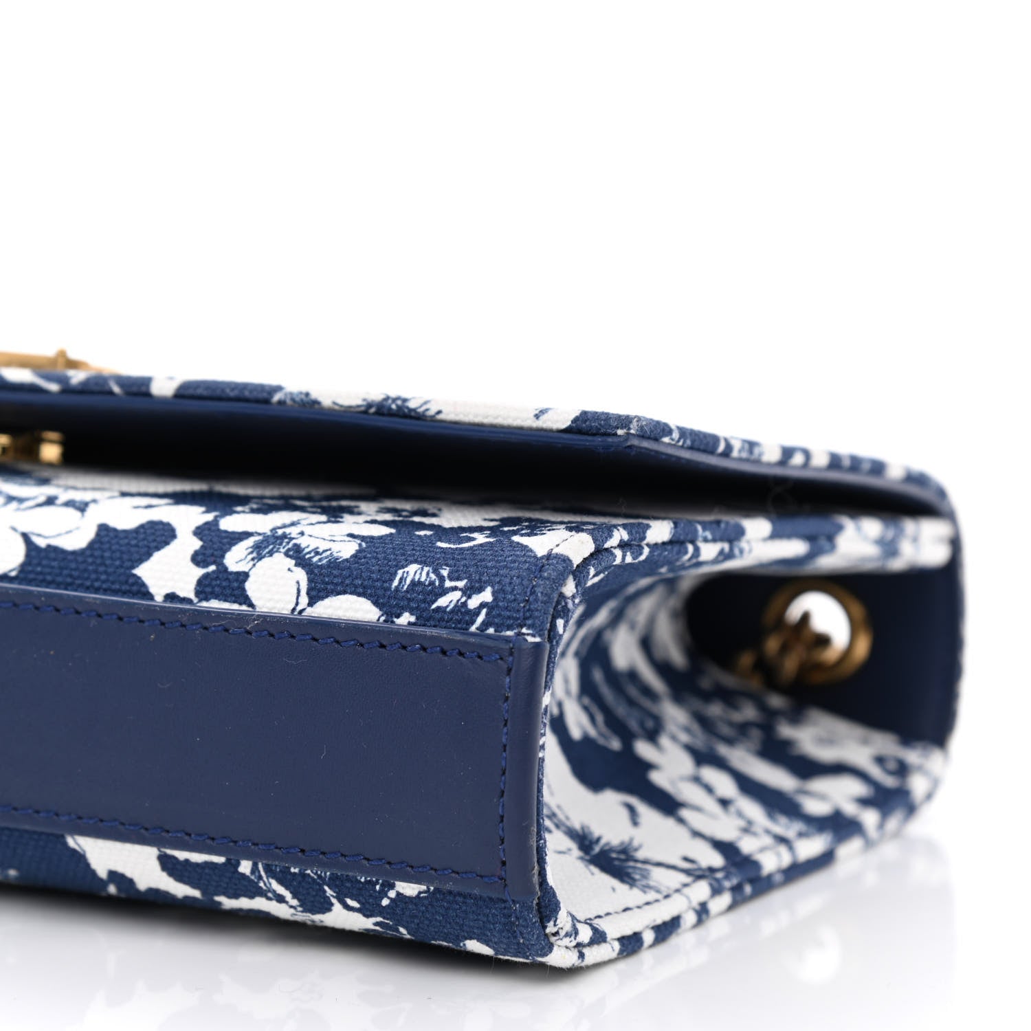 Saint Laurent Canvas Small Monogram Hibiscus Print Kate Satchel Blue 17 of 19