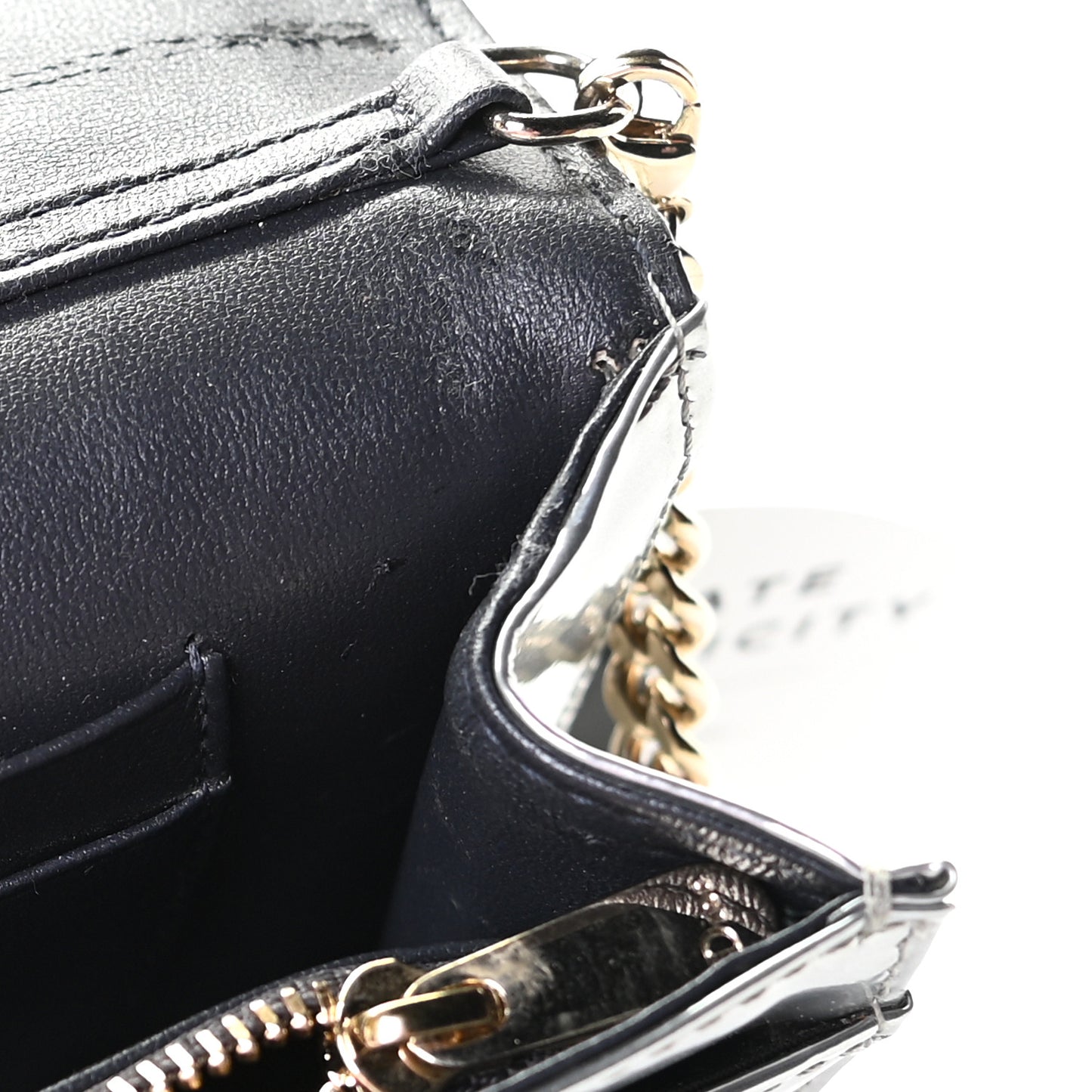 Metallic Patent Micro-Cannage Diorama Wallet on Chain Pouch Graphine