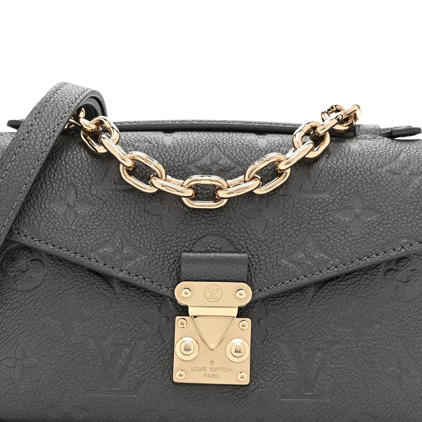 Shimmery Empreinte LV Ski Pochette Metis East West Gun Metal