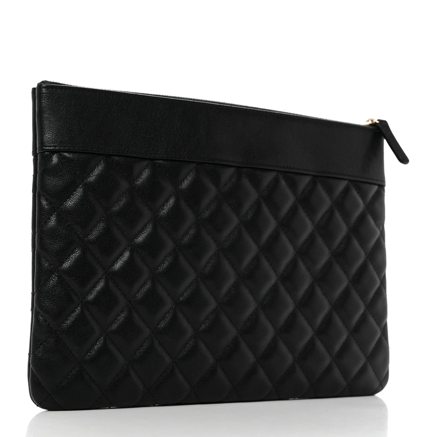 Caviar Quilted Mademoiselle Vintage Large Zip Pouch Black