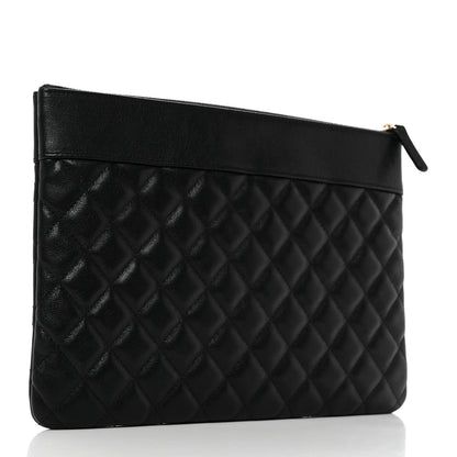 Chanel Caviar Quilted Mademoiselle Vintage Large Zip Pouch Black 4 of 8