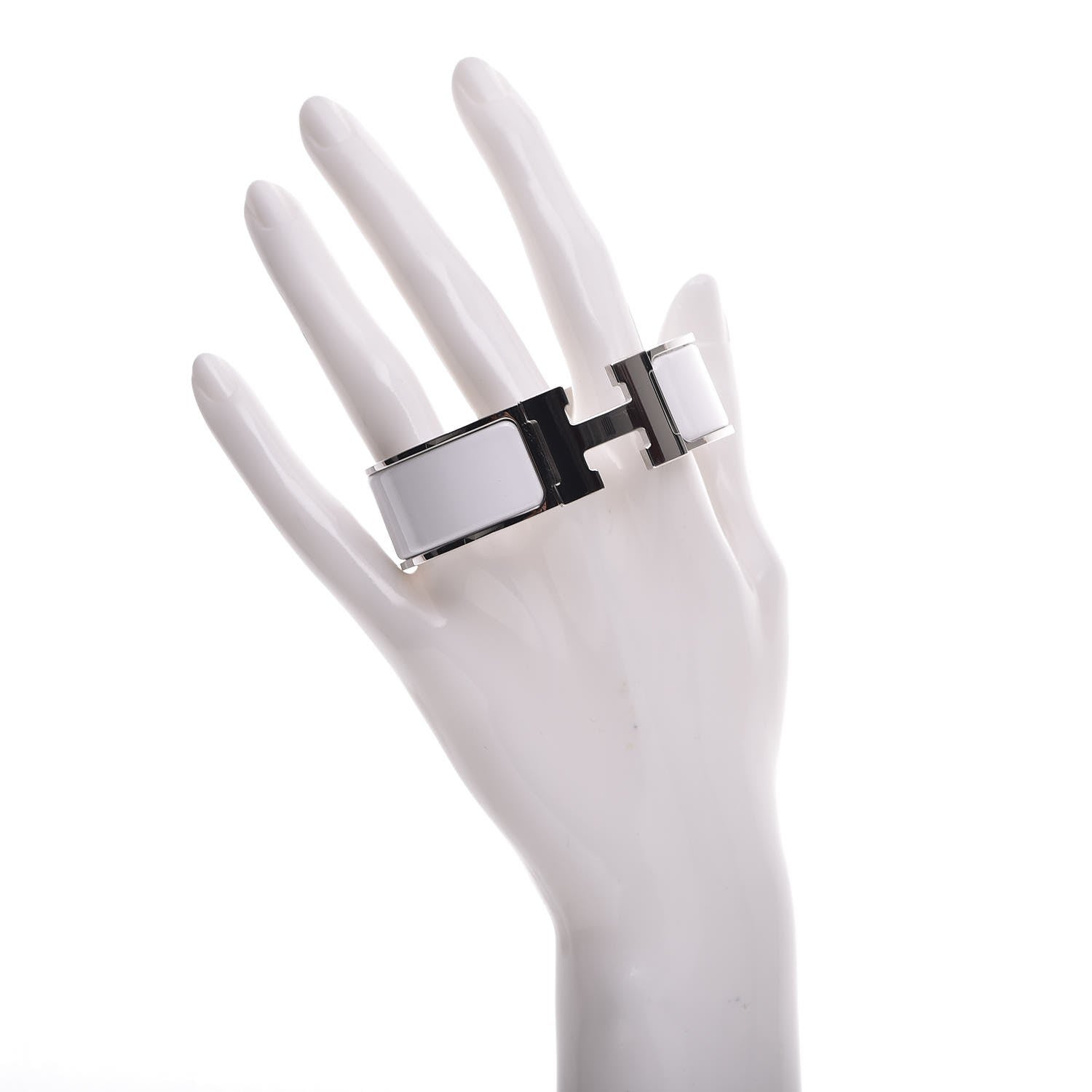 Hermes Enamel Wide Clic Clac H Bracelet GM White 2 of 5