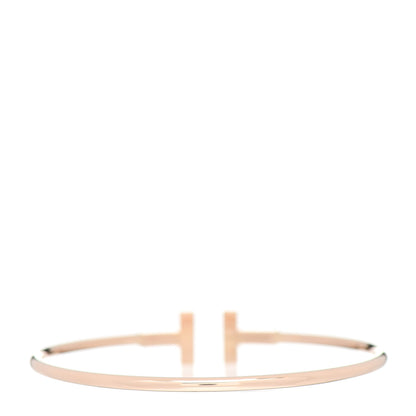 Tiffany 18K Rose Gold Diamond T Wire Bracelet 2 of 3