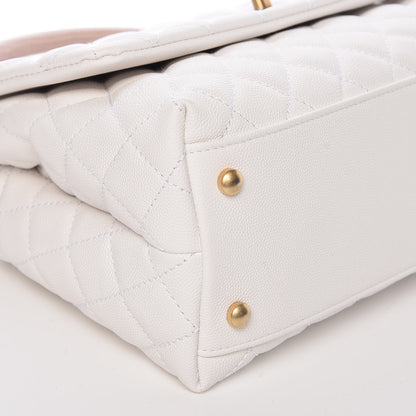 Chanel Caviar Lizard Quilted Small Coco Handle Flap White Beige 8 of 10