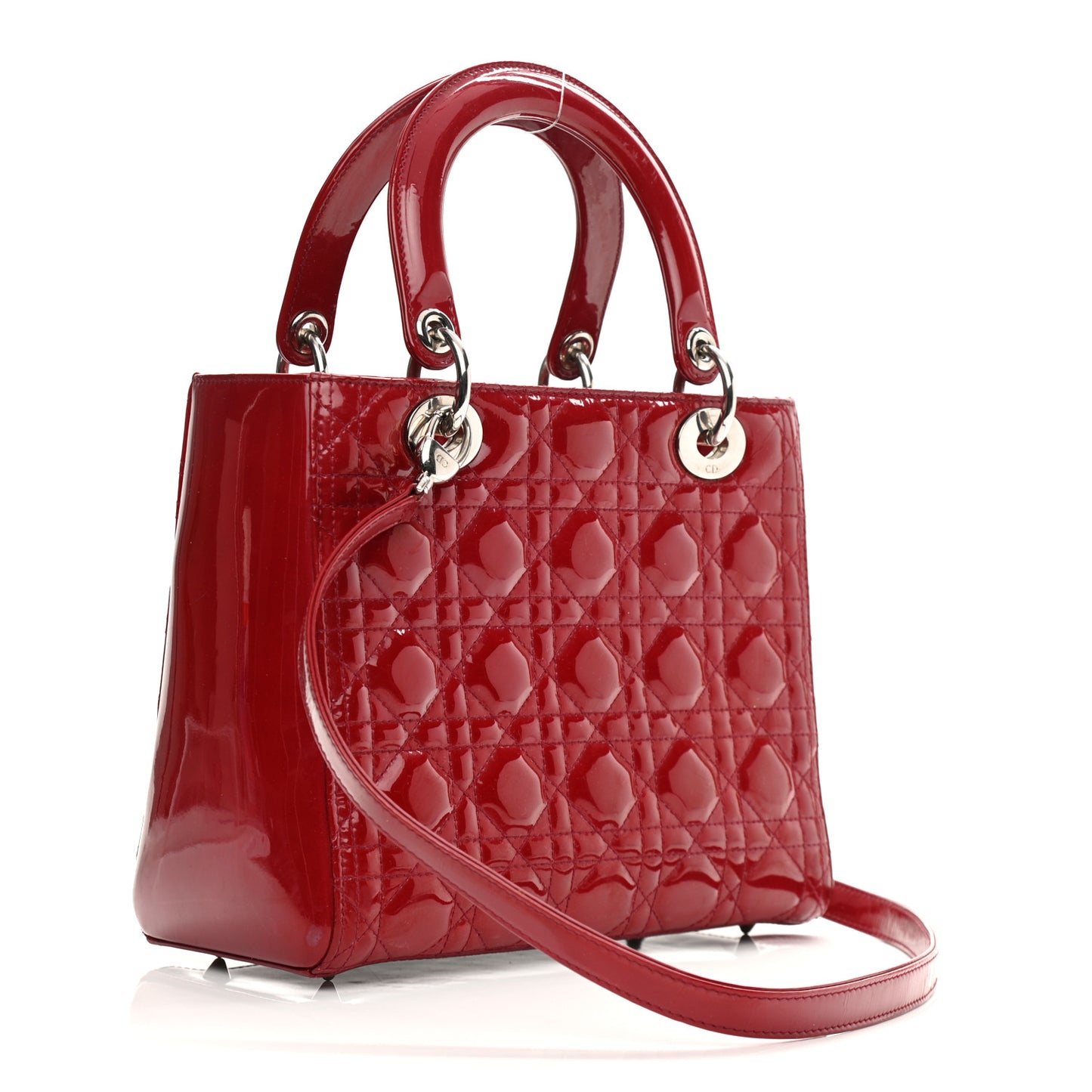 Patent Cannage Medium Lady Dior Red