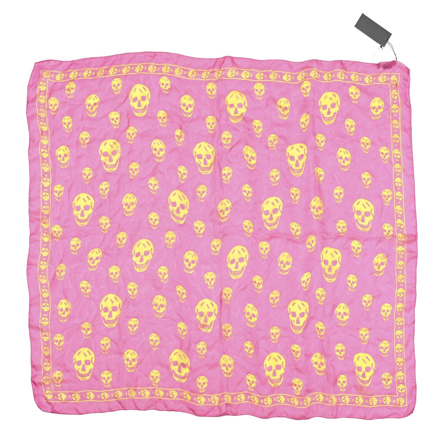 Alexander McQueen Silk Chiffon Skull Scarf Pink Yellow 1 of 5