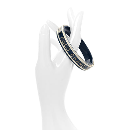 Chanel Resin Logo Bangle Bracelet White Blue 2 of 4