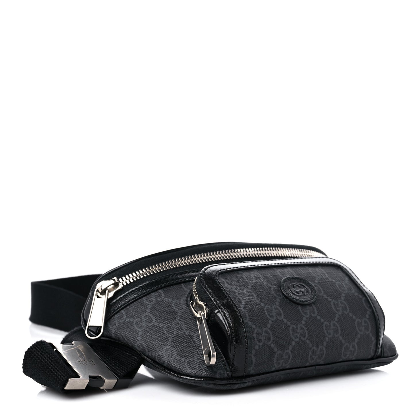 GG Supreme Monogram Textured Calfskin Retro Interlocking G Belt Bag Black