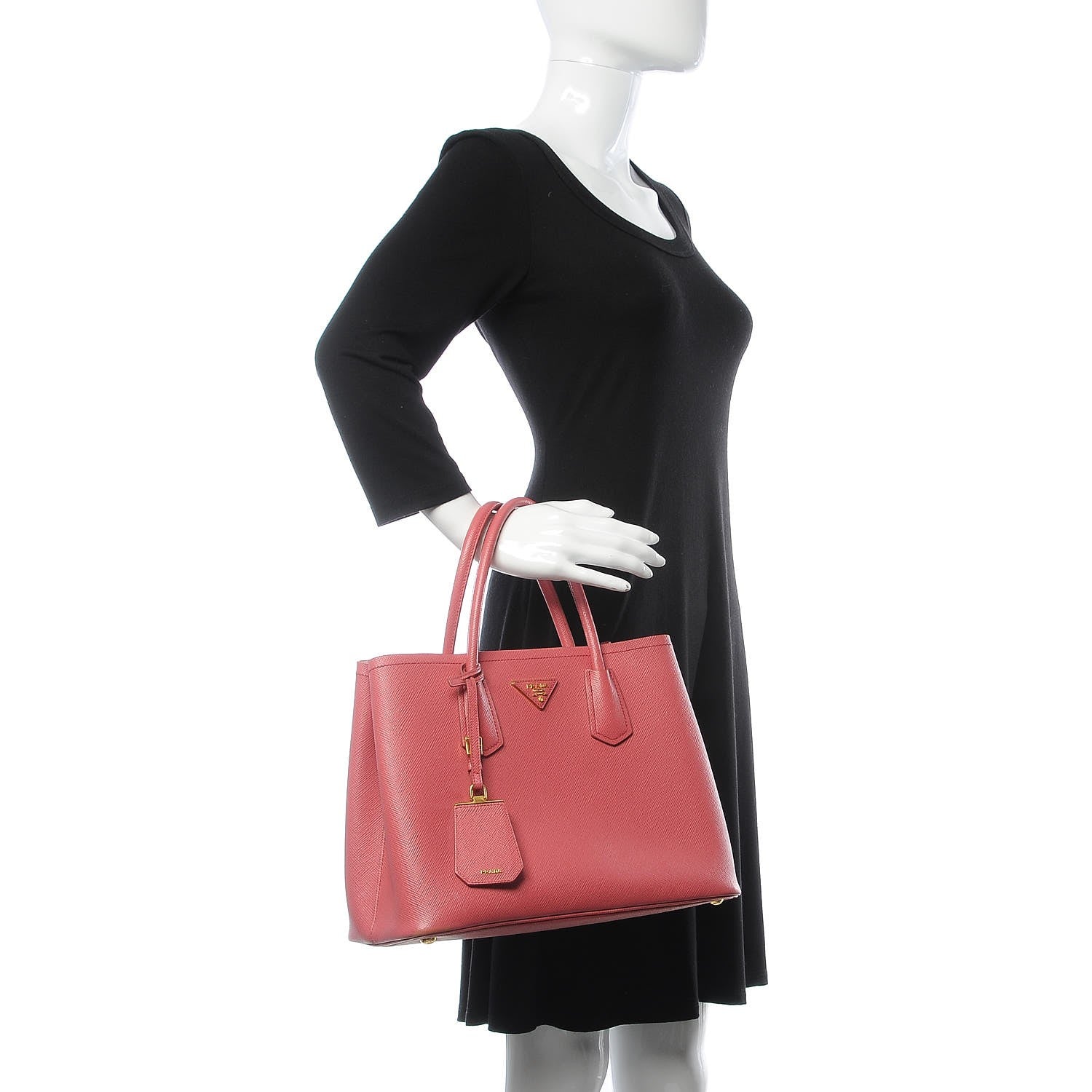 Prada Saffiano Cuir Medium Double Bag Tamaris Pesca 2 of 13