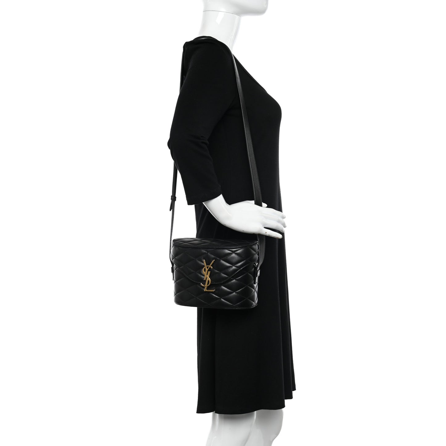 Lambskin Matelasse Monogram June Box Bag Black