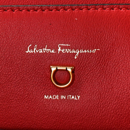Salvatore Ferragamo Calfskin Gancini Embossed Trifolio Top Handle Bag Lipstick 6 of 8