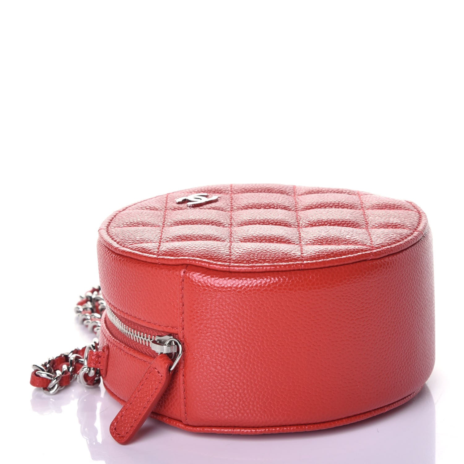 Chanel Caviar Quilted Round Clutch With Chain Red 4 of 9