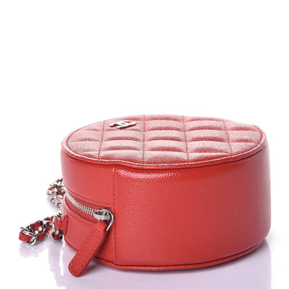 Chanel Caviar Quilted Round Clutch With Chain Red 4 of 9