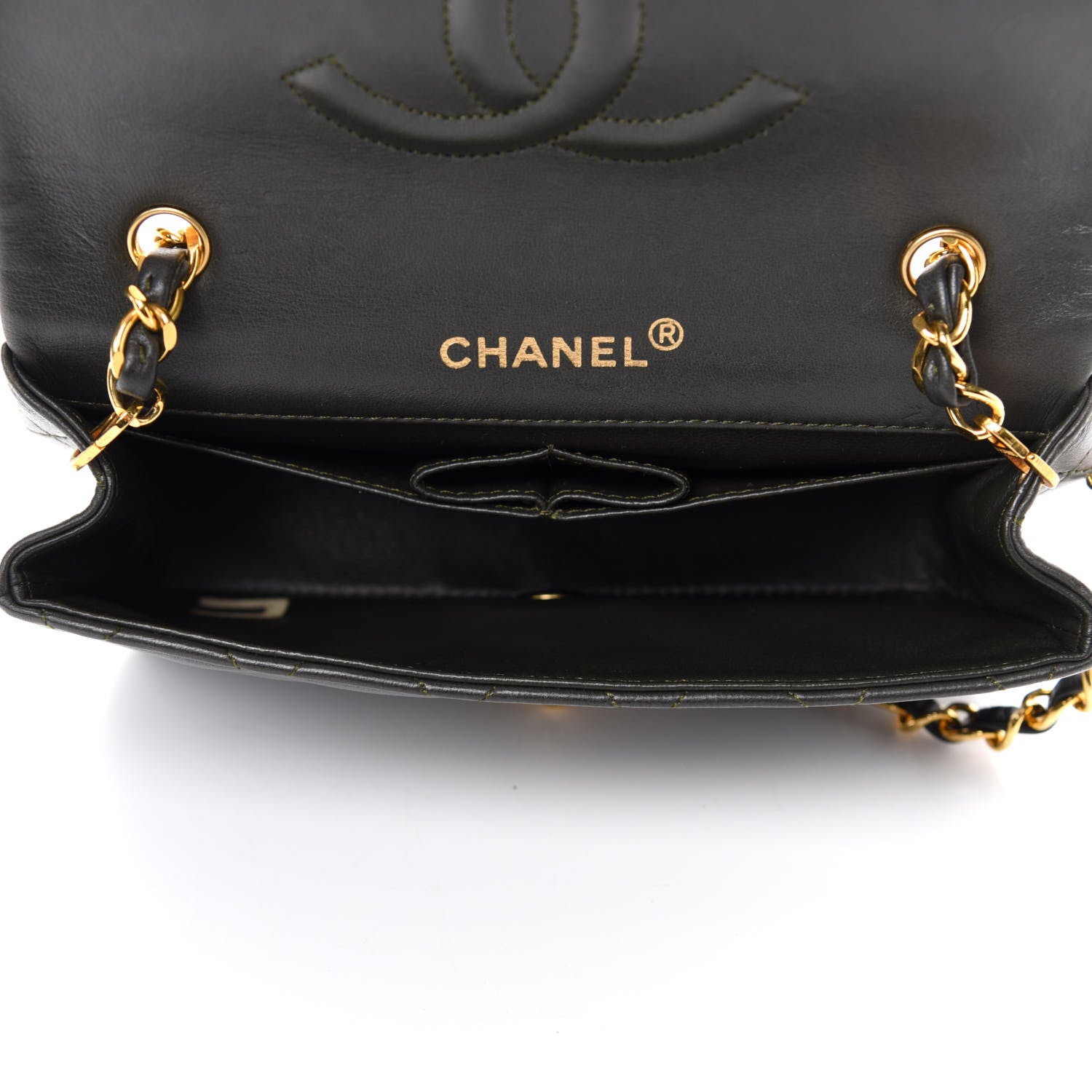 Chanel Lambskin Quilted Mini Flap Dark Green 5 of 12