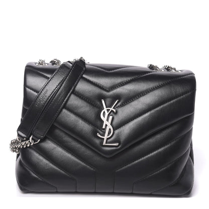 Saint Laurent Calfskin Y Quilted Monogram Small Loulou Chain Satchel Black 1 of 9