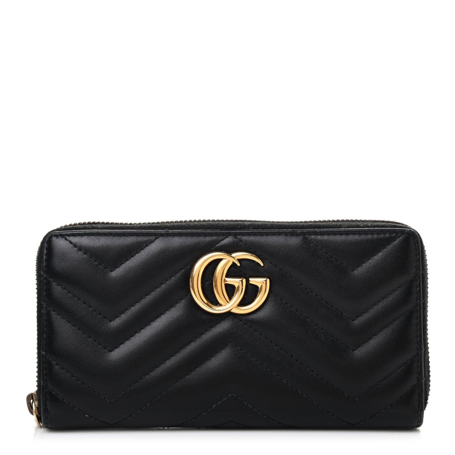 Calfskin Matelasse GG Marmont Zip Around Wallet Black