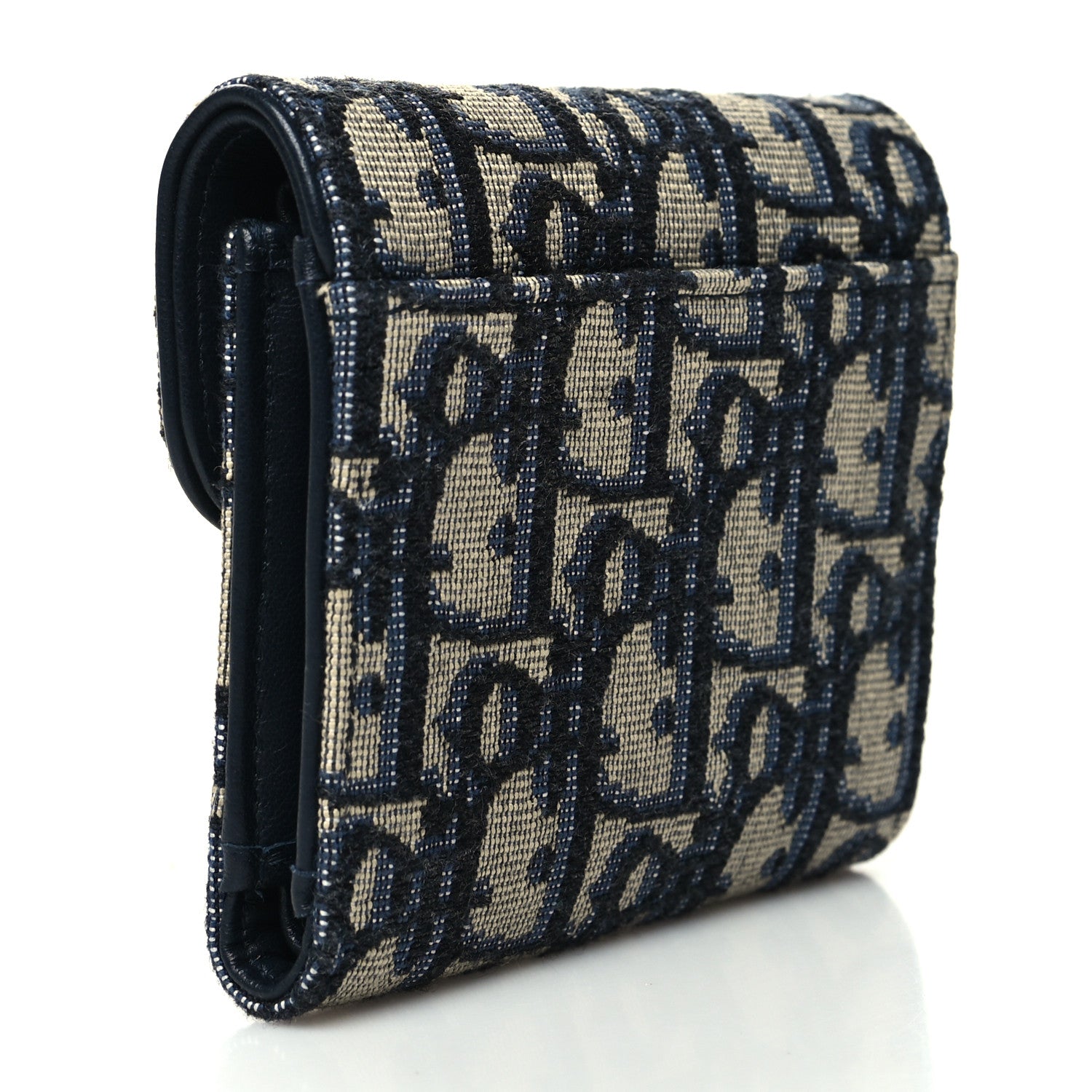 Christian Dior Oblique Saddle Lotus Wallet Blue 3 of 9