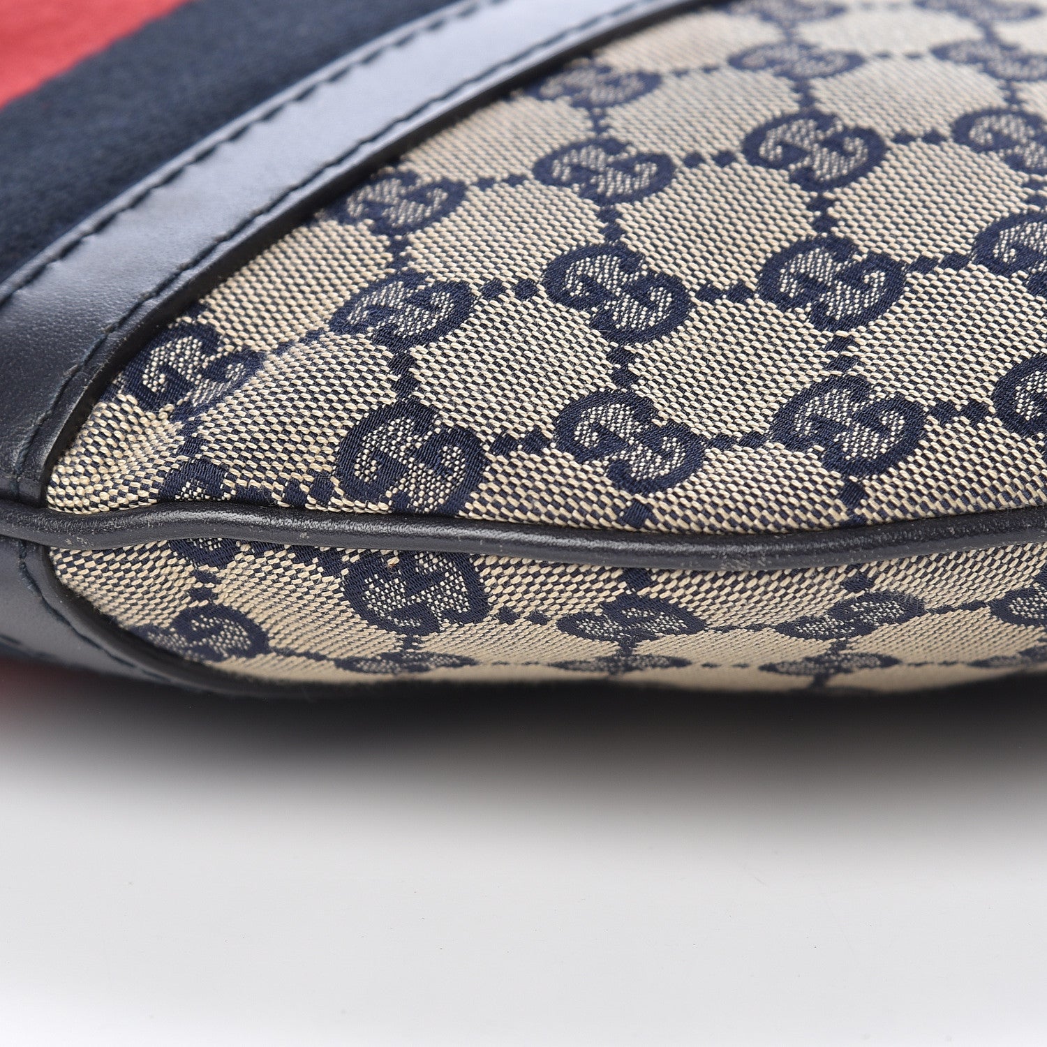 Gucci Monogram Vintage Web Medium Half Moon Hobo Navy 10 of 16