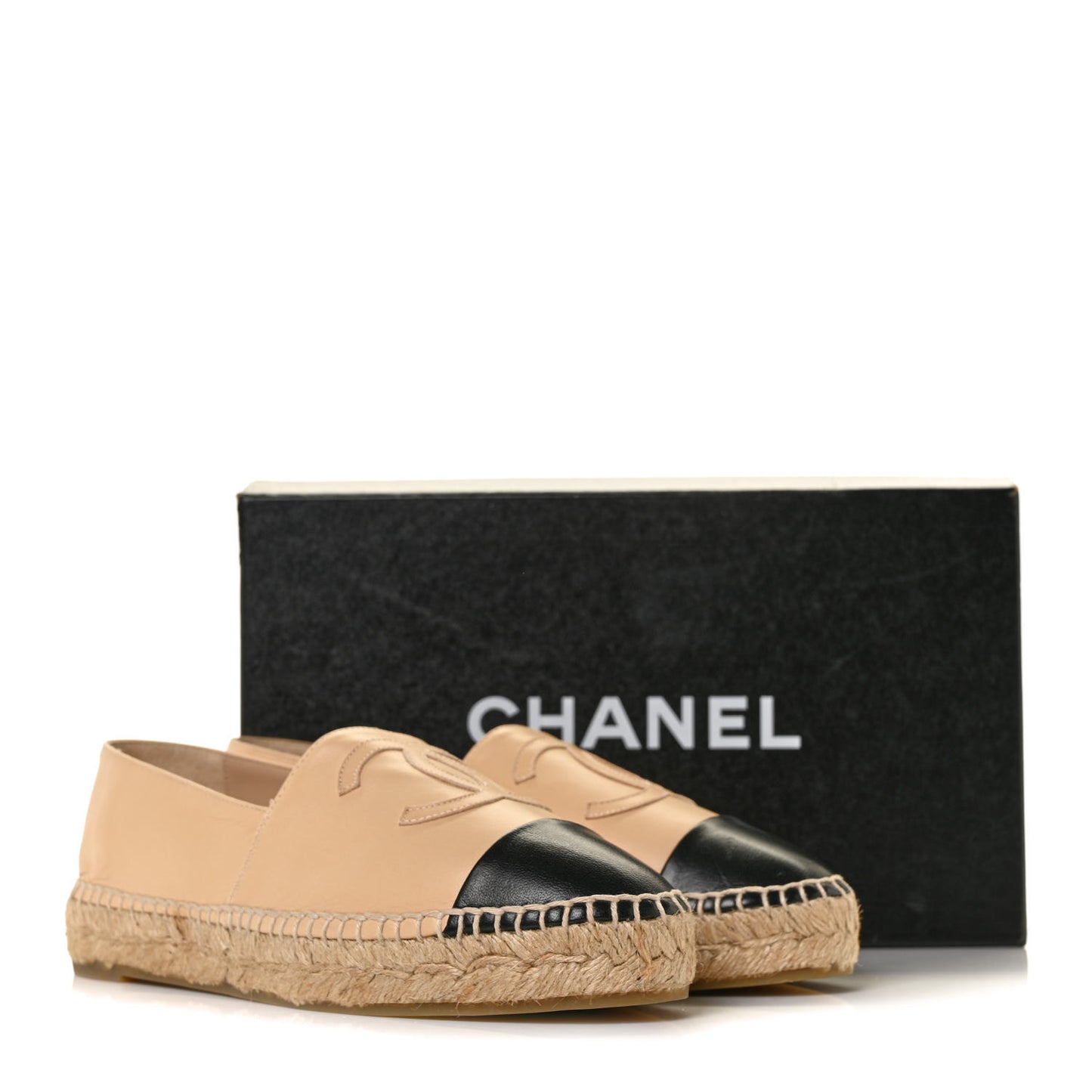 Lambskin CC Espadrilles 37 Beige Black