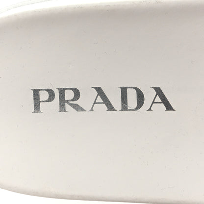 Prada Shearling Metal Triangle Logo Lug Sole 20mm Slide Sandals 37.5 White 8 of 9