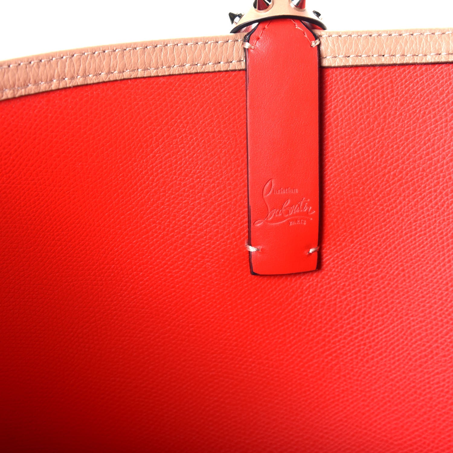 Christian Louboutin Calfskin Spikes East West Cabata Tote Nude 6 of 9