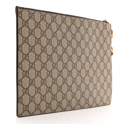 Gucci GG Supreme Monogram Neo Vintage Zip Wristlet Pouch Beige New Acero Crop 3 of 10
