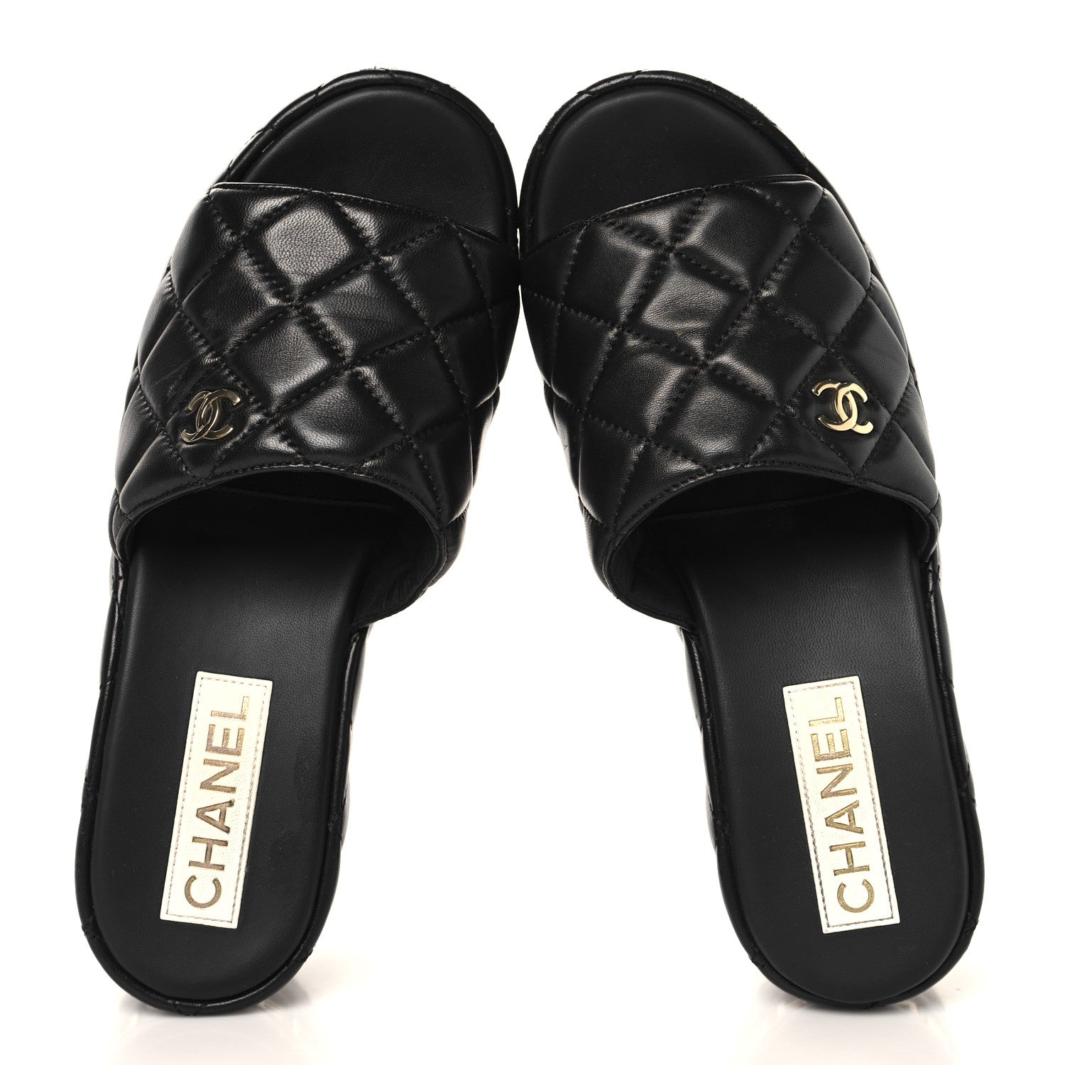 Chanel Lambskin Quilted Platform Mules 38 Black 2 of 9