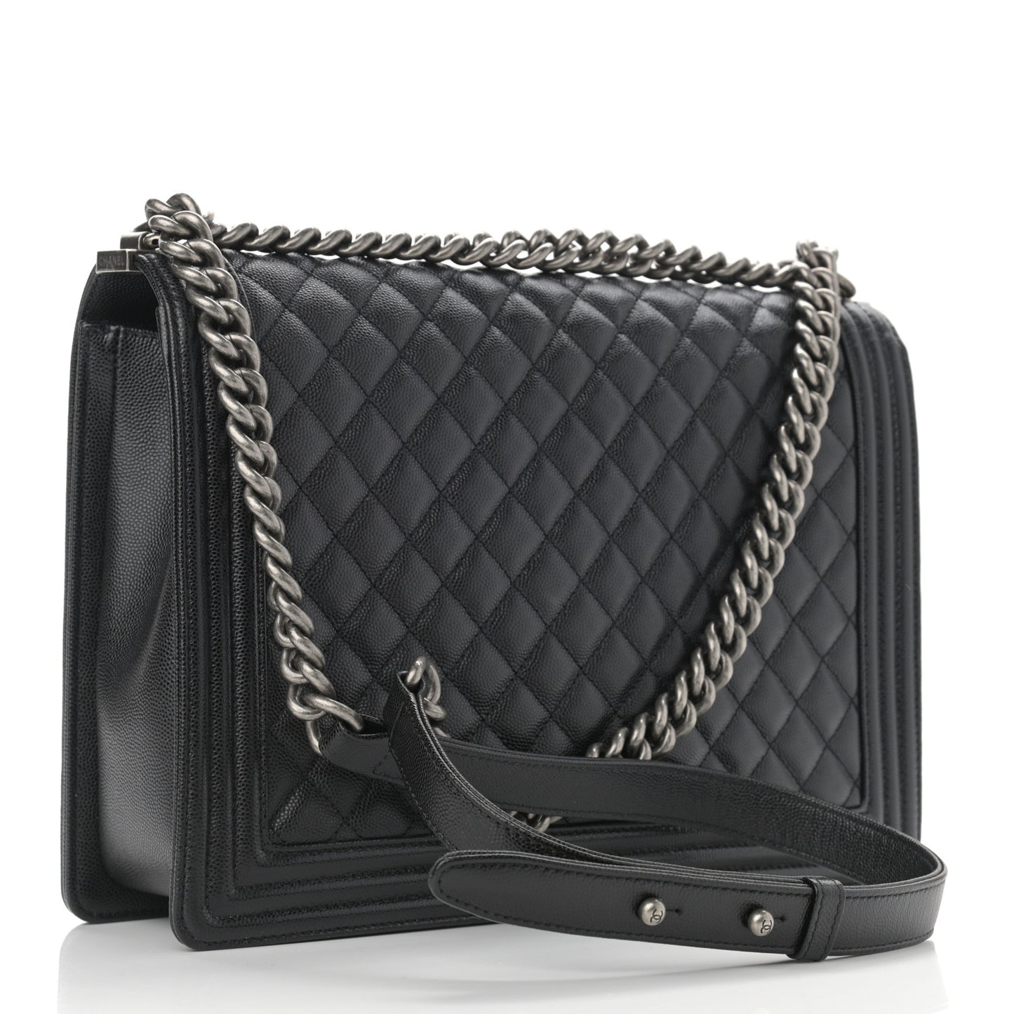 Caviar Quilted Large Boy Flap Black