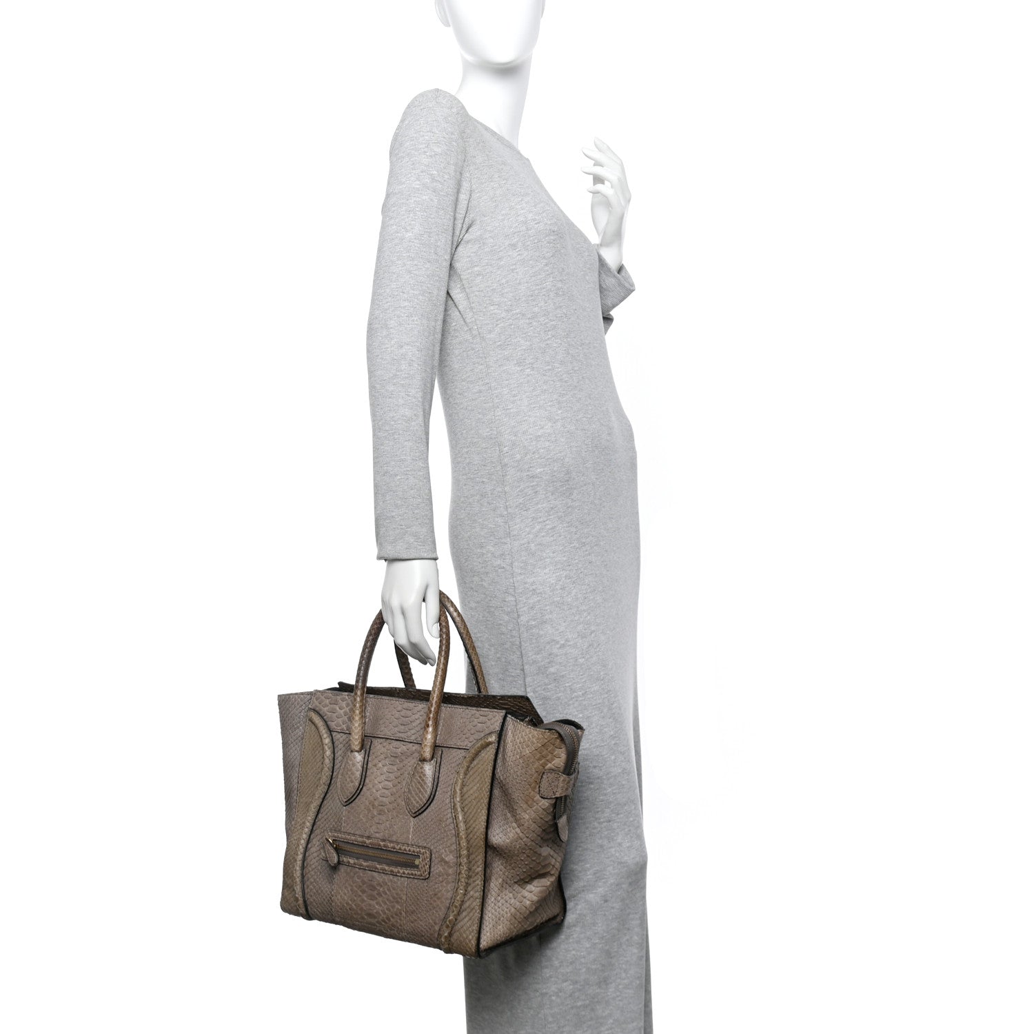 Celine Snakeskin Mini Luggage Grey 2 of 19