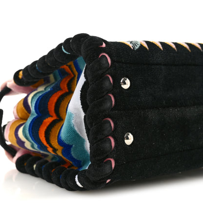 Fendi Velvet Embroidered Mini Peekaboo Iconic Satchel Black Multicolor 11 of 16
